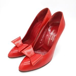 Charles Jourdan Vintage Red Bow Heels - Sz 8